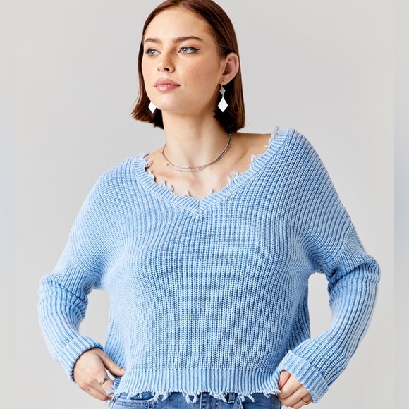 Francesca’s | Davida Distressed Ribbed Sweater size S NWT - Picture 2 of 6
